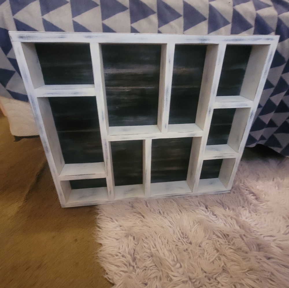 White & Black, Distressed, Vintage, Curio Shelf